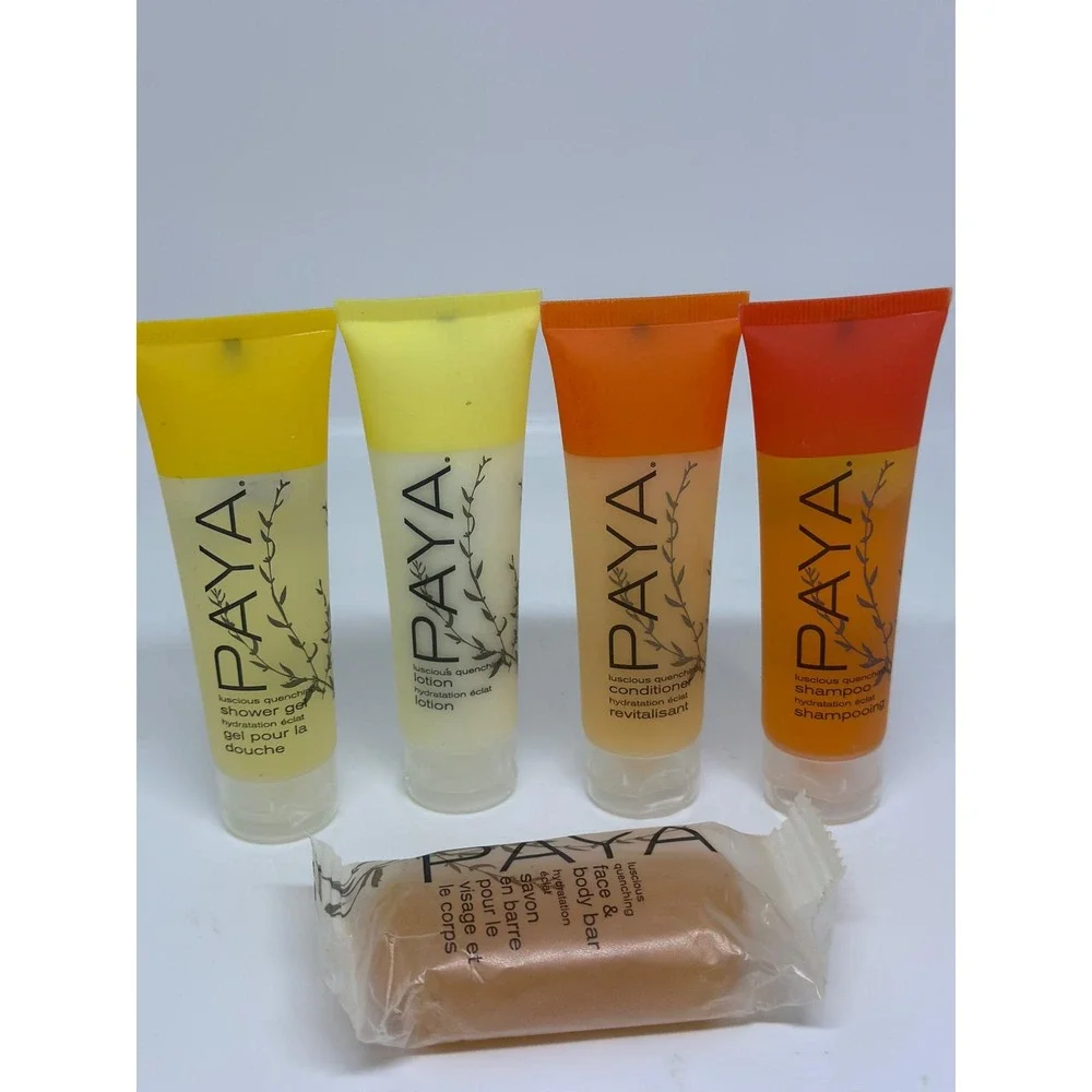 PAYA Travel Bath Essentials 5-Piece Set‎ Mini Shower Gel Lotion Shampoo Bar NEW